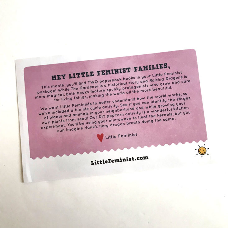 Little Feminist Book Club June 2018 - welcome card