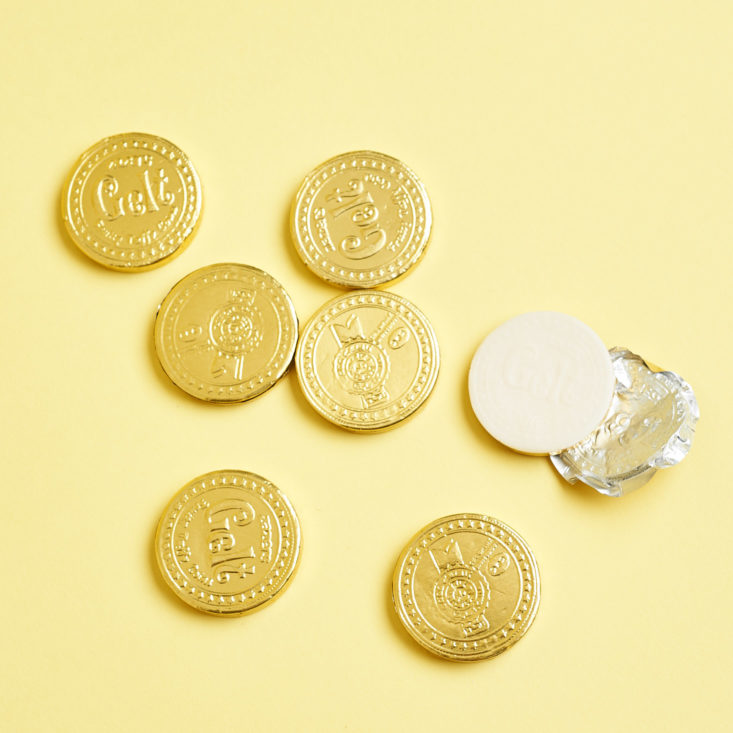 Zazers Gelt Pineapple Coins out of wrapping