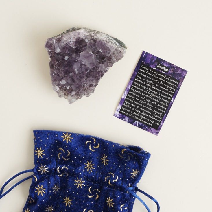 amethyst and info card coming out of celestial pouch