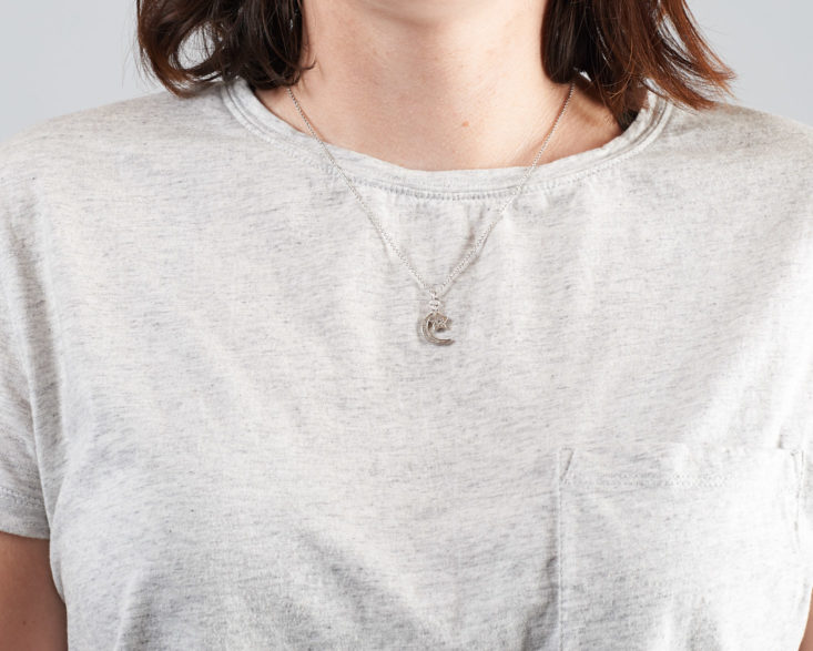 rocksbox moon necklace on model