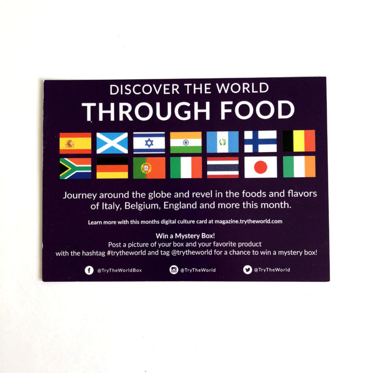 Try the World June 2018 - card back