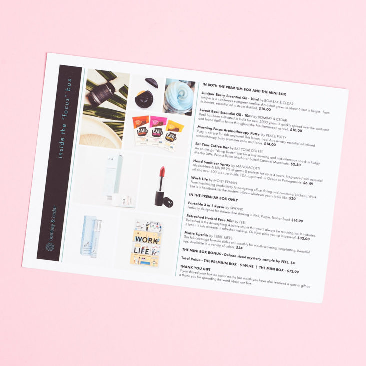 bombay and cedar product list