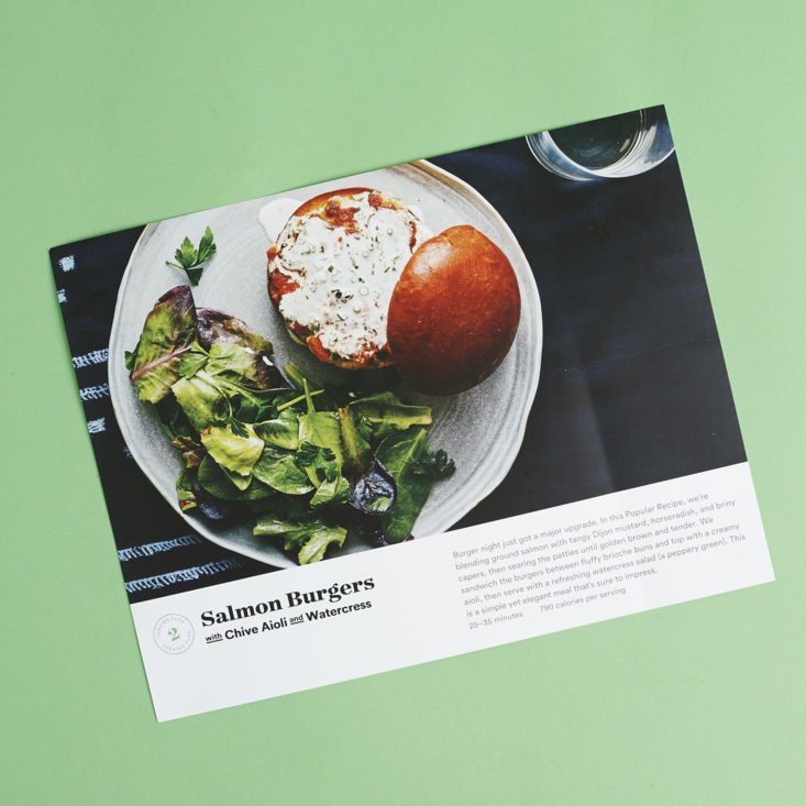 Salmon Burgers with Chive Aioli and Watercress recipe card