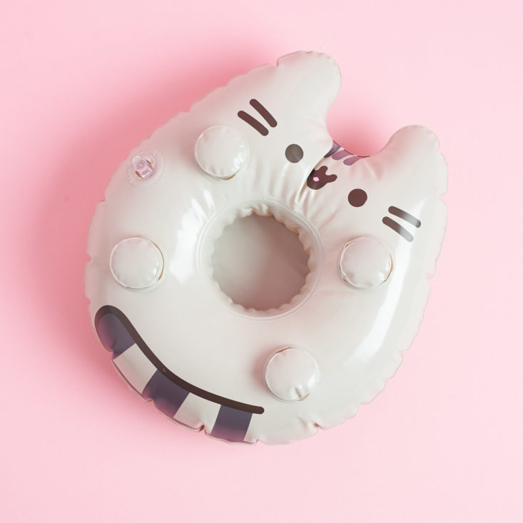 overhead view of inflatable Pusheen drink holder