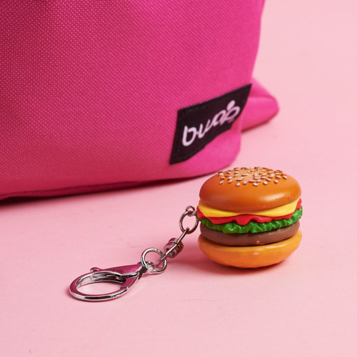 quirky crate burger keychain