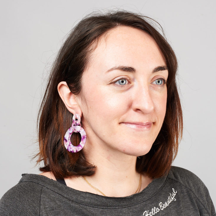 rocksbox pink earrings on model