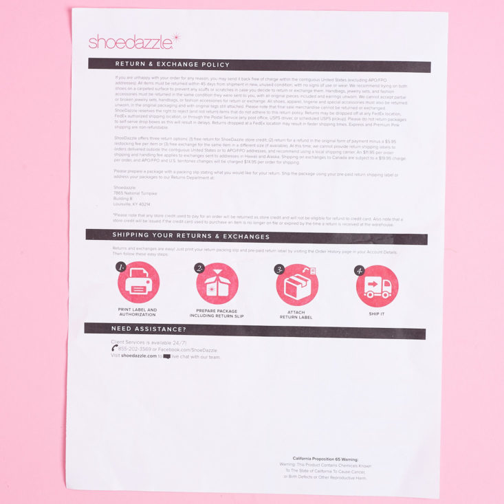 shoedazzle invoice returns