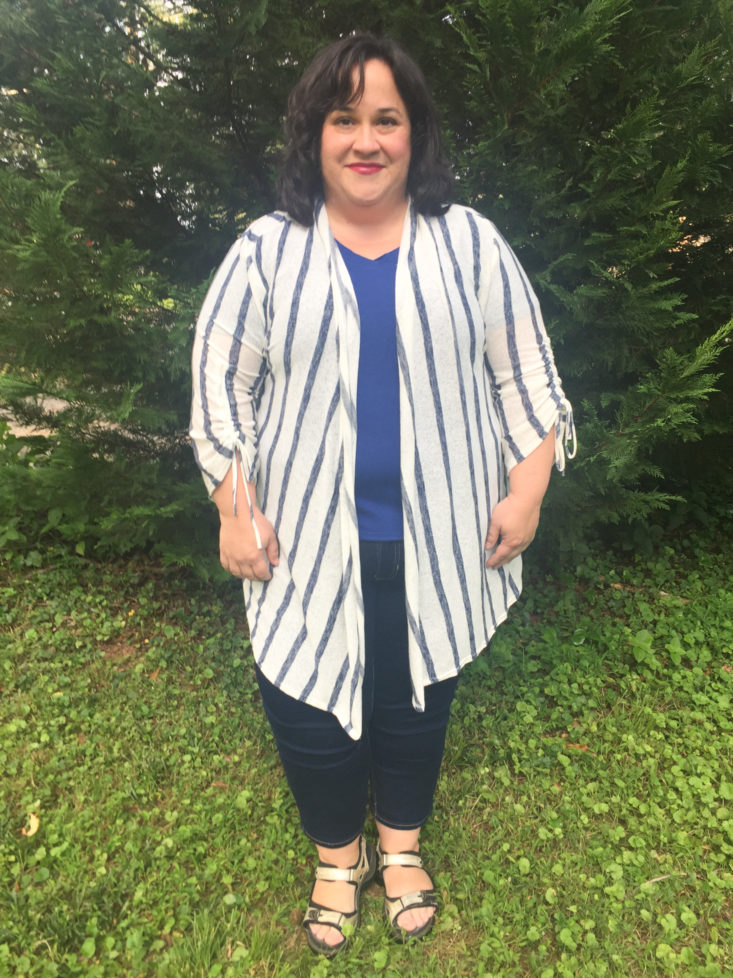 HUMMINGBIRD - Tie Detail Sleeve Striped Cardigan