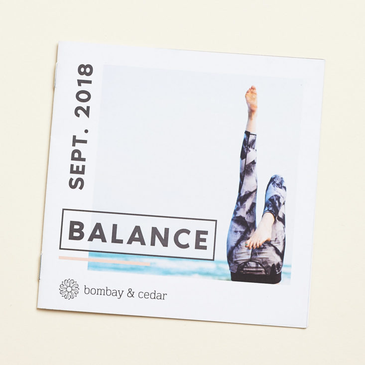bombay and cedar balance booklet for september
