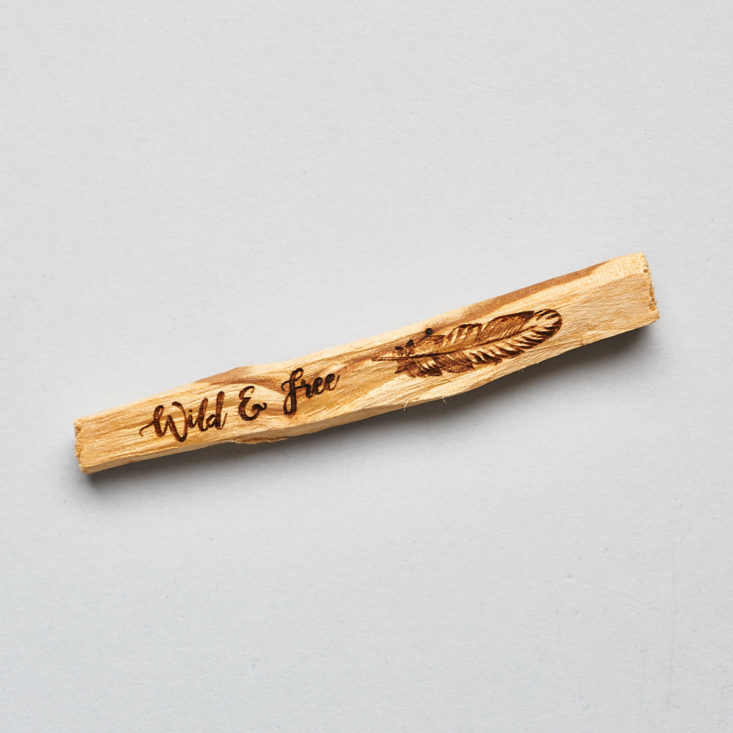 Goddess Provisions Wild Wisdom palo santo stick with printed design