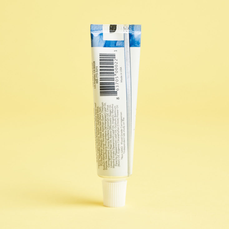 New Beauty Test Tube September 2018 - Lumineux Toothpaste BAck View