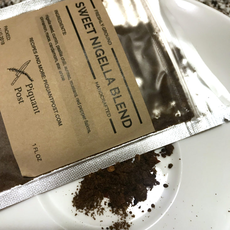 Piquant Post August 2018 - sweet nigella blend spice open