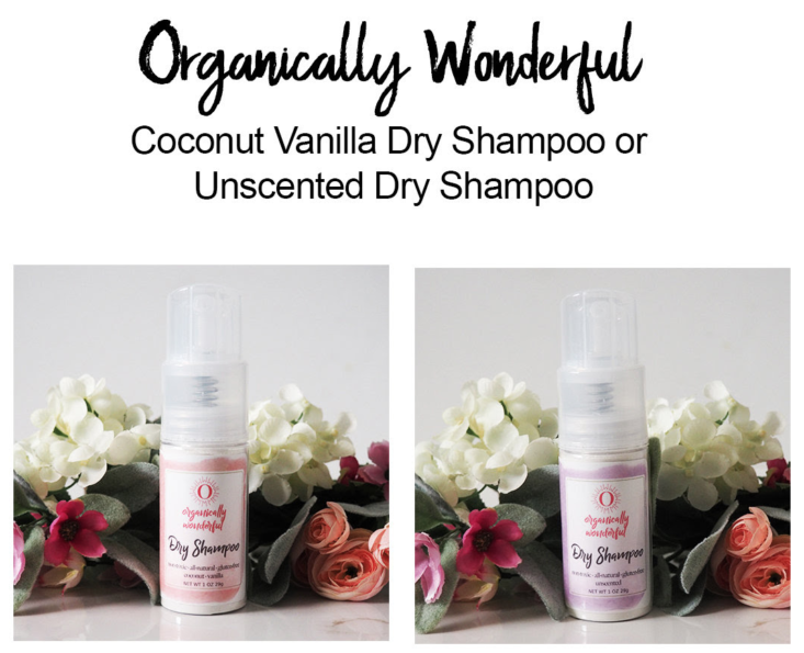 organically wonderful coconut vanilla or unscented dry shampoo