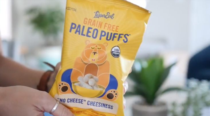 cheesy puffs from LesserEvil Snacks