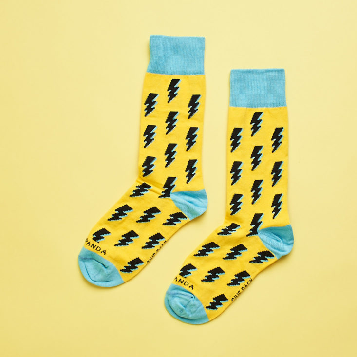 other side of yellow lightning bolt socks