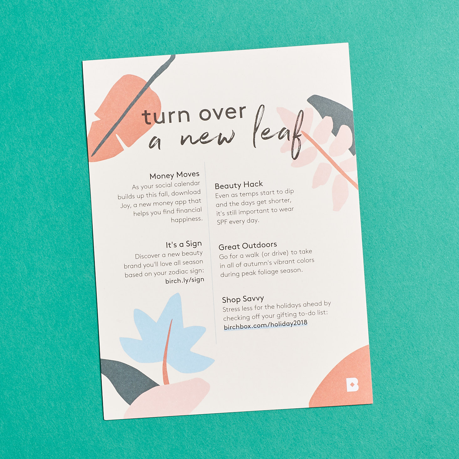 Birchbox October 2018 Greeting Card
