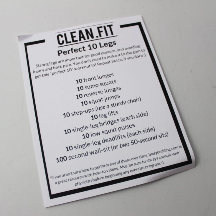 Clean Fit Box October 2018 - Info Booklet Top