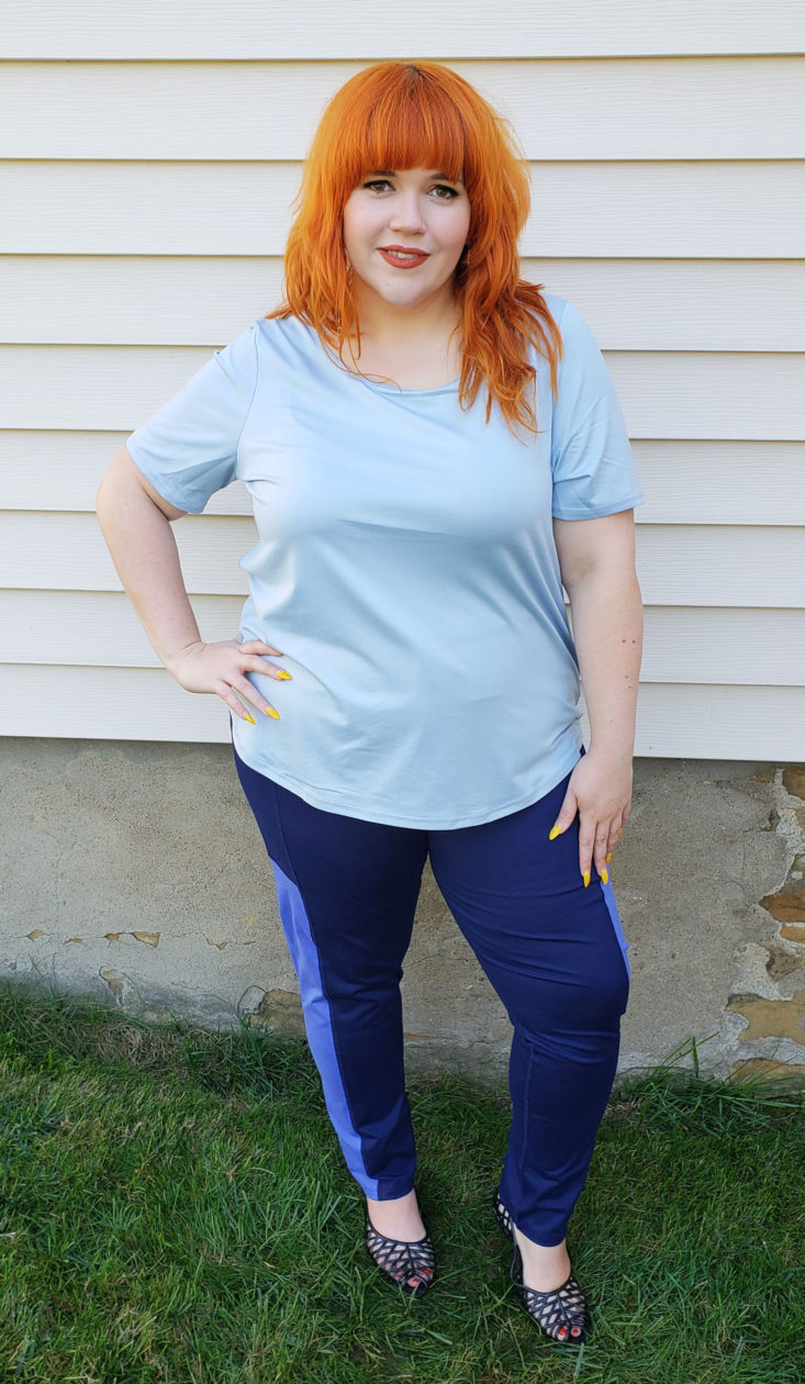 Dia Active September 2018 Box - Allium Twist Back Tee in Light Blue by Nola Front
