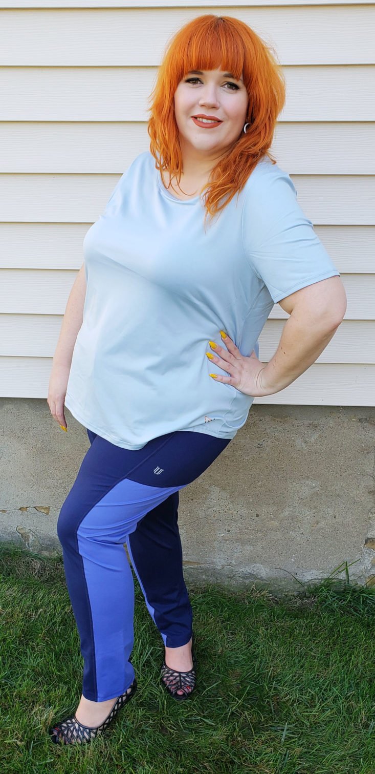 Dia Active September 2018 Box - Allium Twist Back Tee in Light Blue by Nola Side