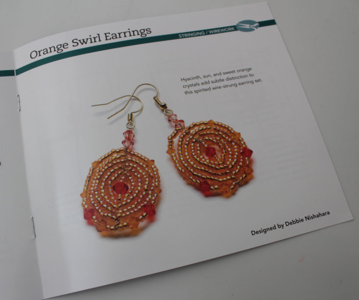 Facet Jewelry Stringing October 2018 - Orange Swirl Earrings Booklet Top