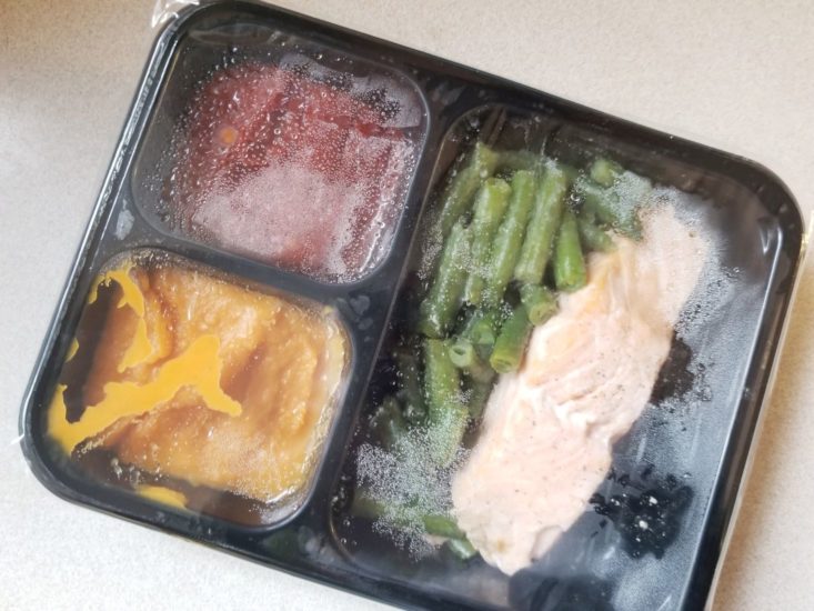 Factor 75 bbq salmon in tray