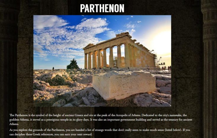 Finders Seekers October 2018 - Parthenon Summary Card Front