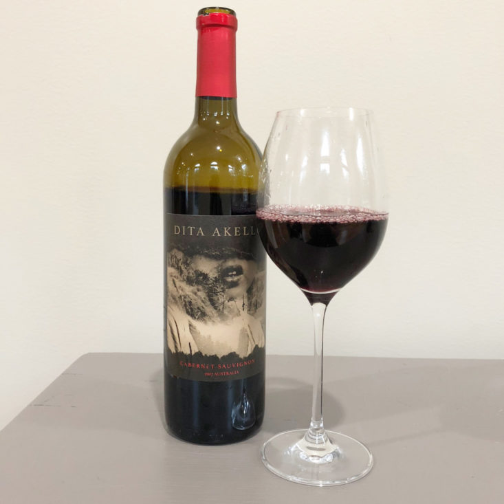 First Leaf Wine October 2018 - Dita Akello Cabernet Sauvignon Bottle with Glass Front