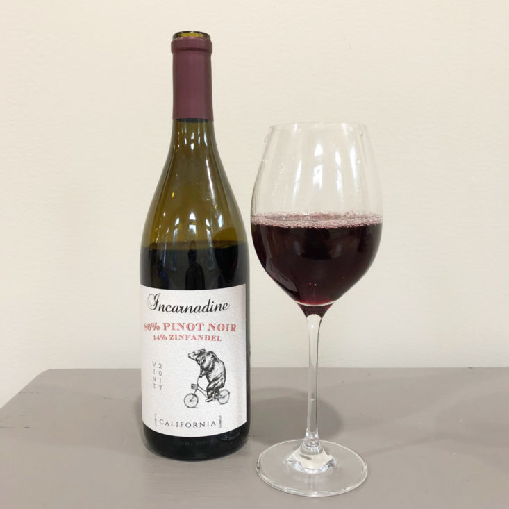 First Leaf Wine October 2018 - Incarnadine Pinot Noir - Zinfandel Bottle with Glass Front