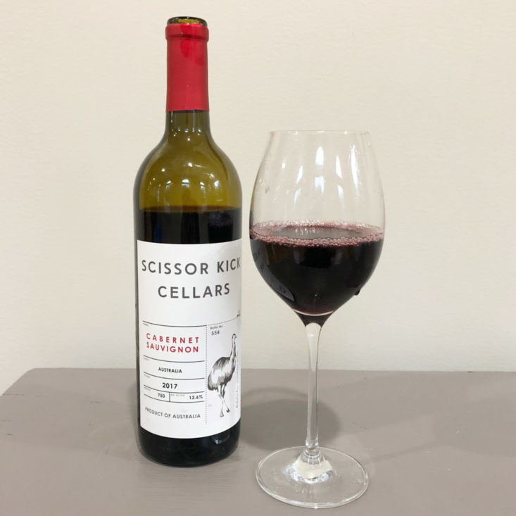 First Leaf Wine October 2018 - Scissor Kick Cabernet Sauvignon Bottle with Glass Front