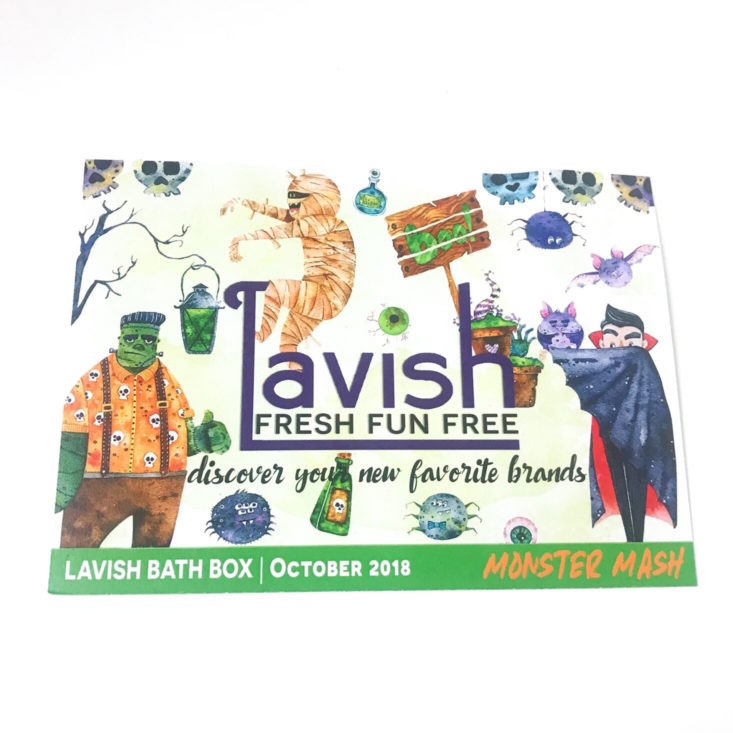 Lavish Bath Box October 2018 - Lavish Info Sheet 1