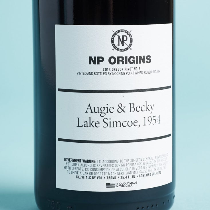 Nocking Point Wine Club Fall October 2018 - 2014 Origins Label
