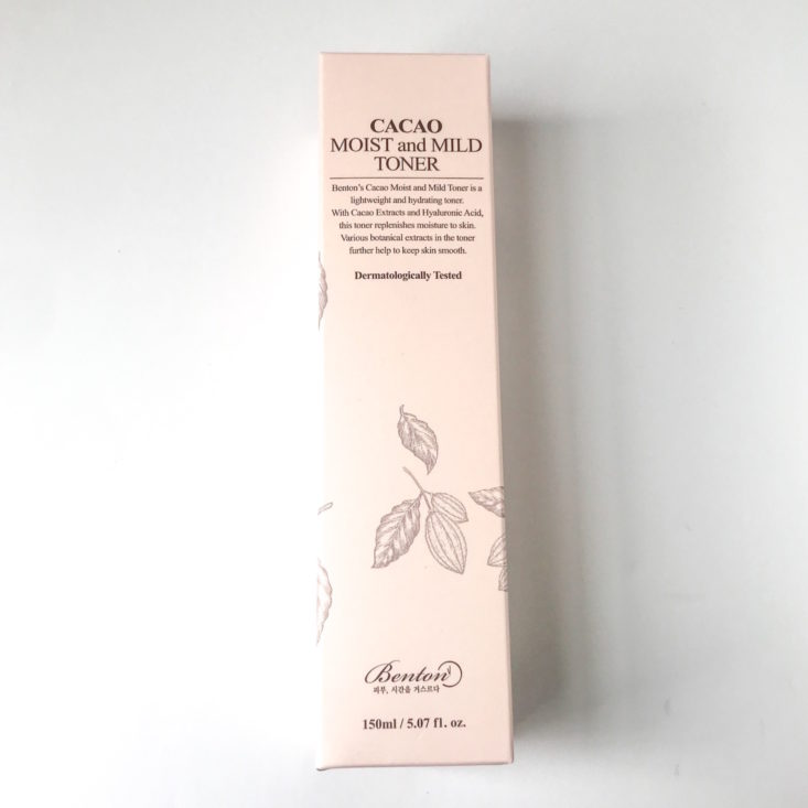 Pink Seoul October 2018 - Cacao moist and mild toner box frontt view