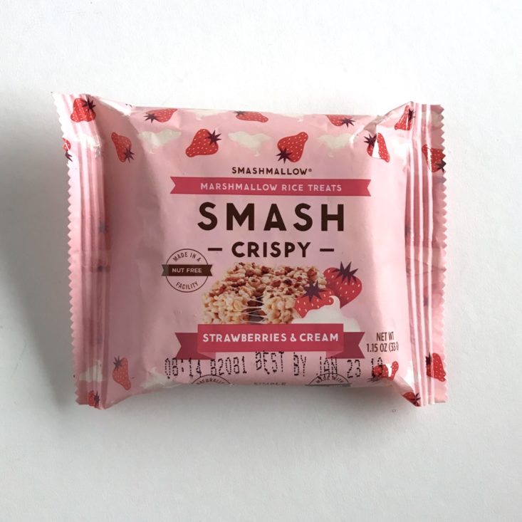 SnackSack October 2018 - Smashmallow Strawberries & Cream Smashcrispy Front