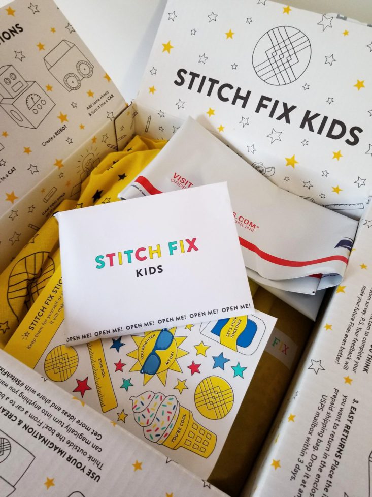Stitch Fix Kids Boy Box October 2018 inside box