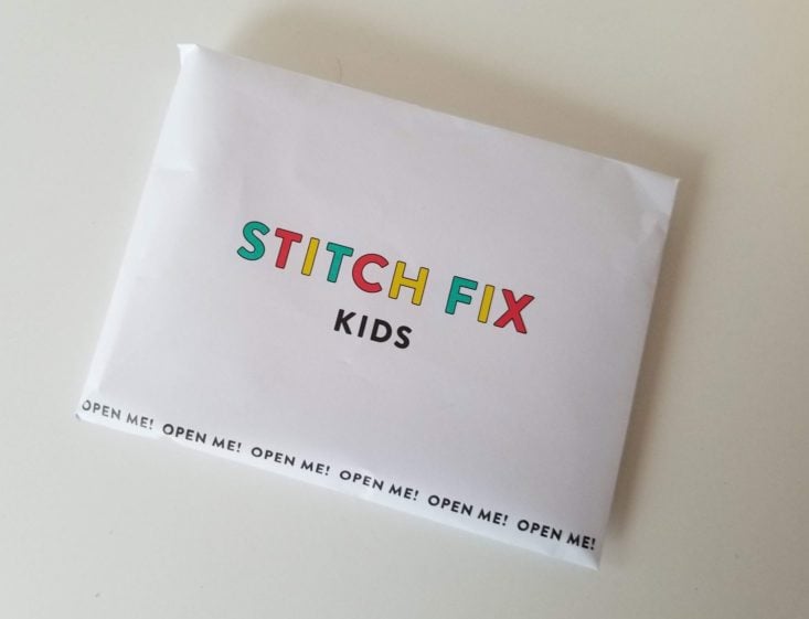 Stitch Fix Kids Boy Box October 2018 envelope