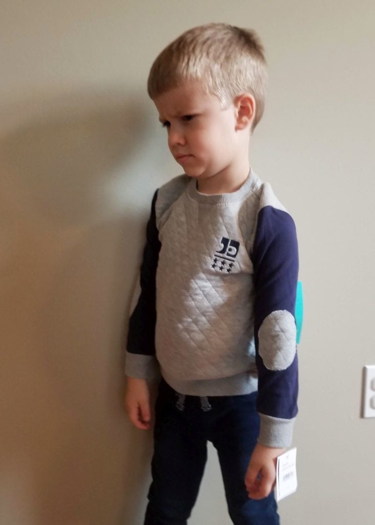 Stitch Fix Kids Boy Box October 2018 quilted sweater on