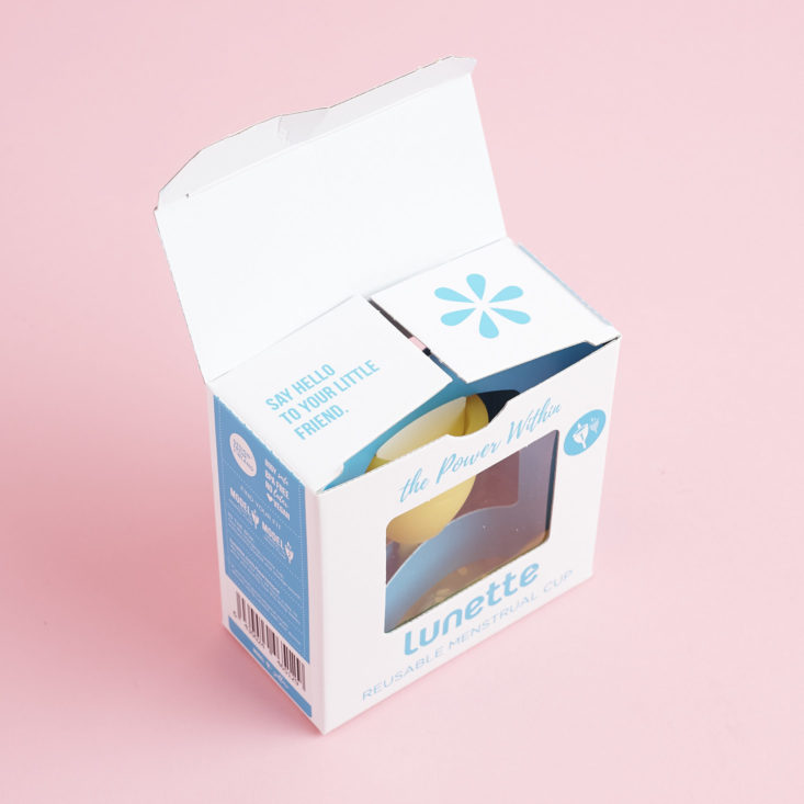 opened Lunette Menstrual Cup box