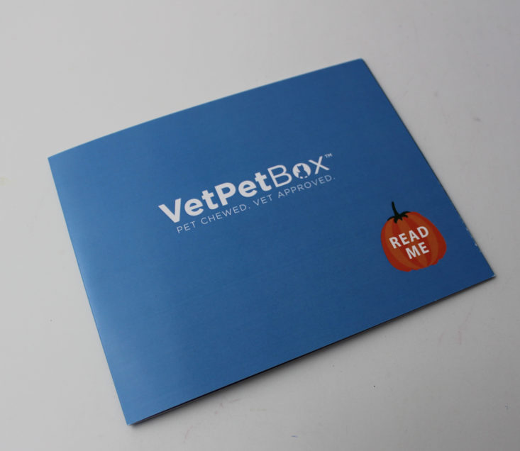 Vet Pet Box Dog November 2018 Review - Educational brochure Front