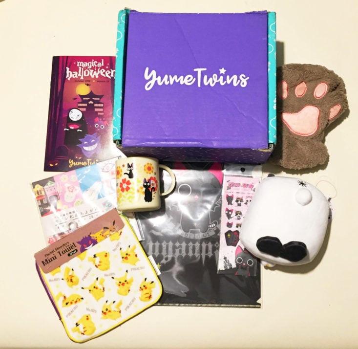 YumeTwins Subscription Box October 2018 - Box With All Products Top