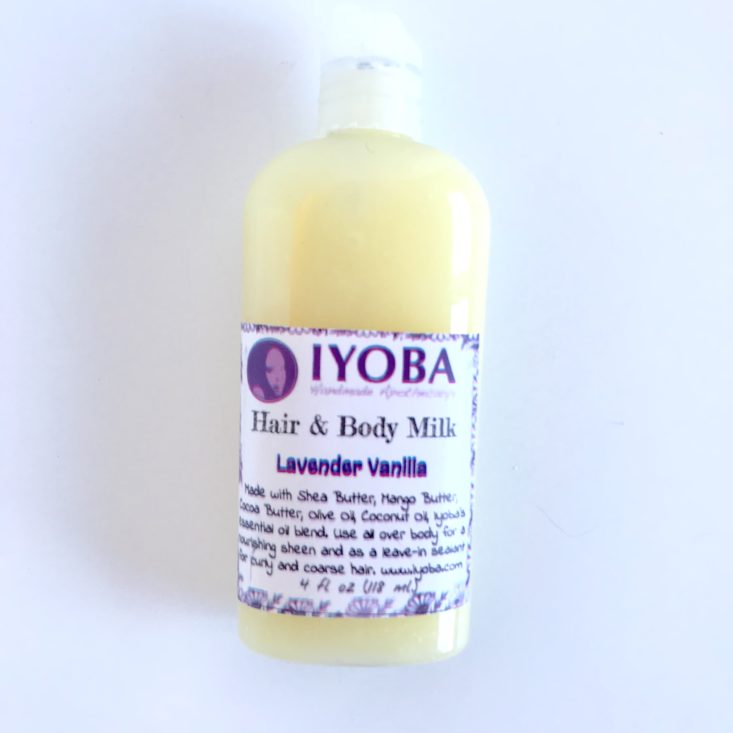 ZaaBox Women of Color October 2018 - IYOBA Hair and Body Milk Front