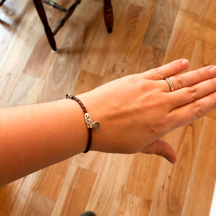 labradorite and leather bracelet