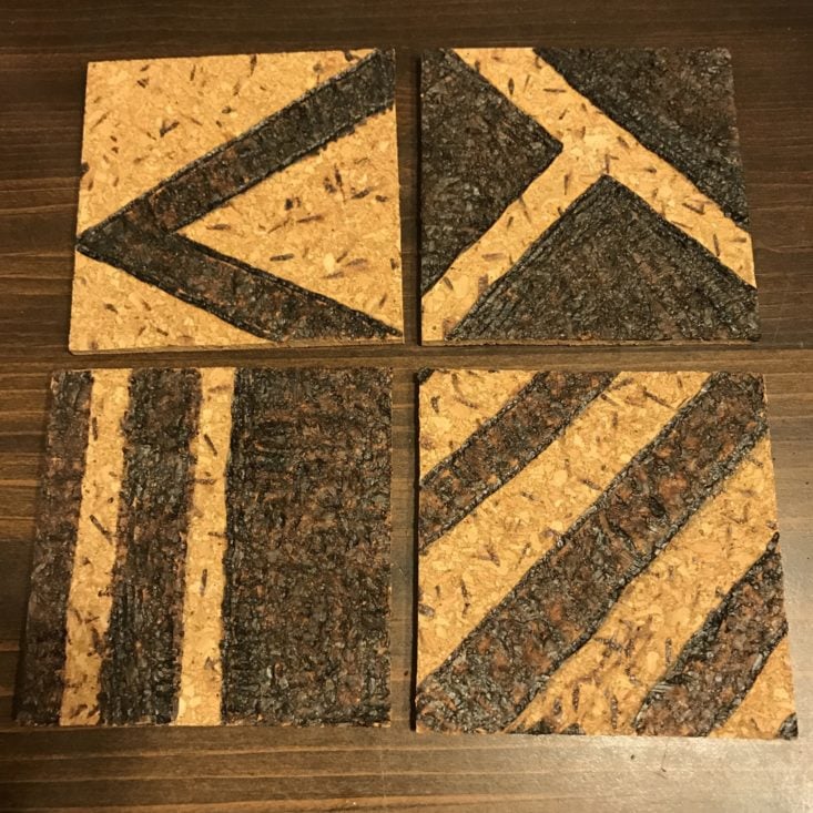 Adults & Crafts Cork Burning Kit October 2018 Review - Finished Product Coasters Top