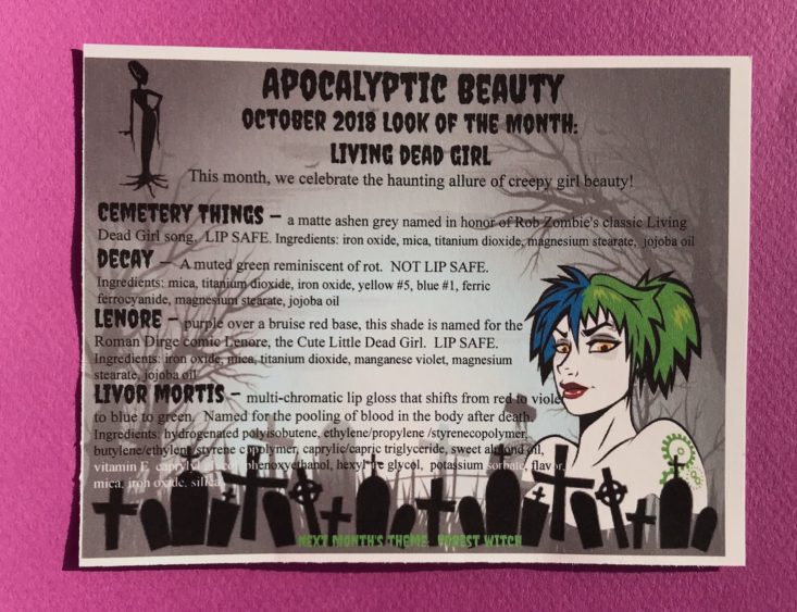 Apocalyptic Beauty October 2018 - Info Card Front 2