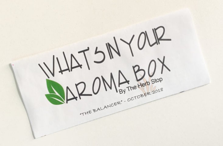 Aroma Box by Herb Stop Essential Oil Subscription Box Review October 2018 - Booklet 1 Top