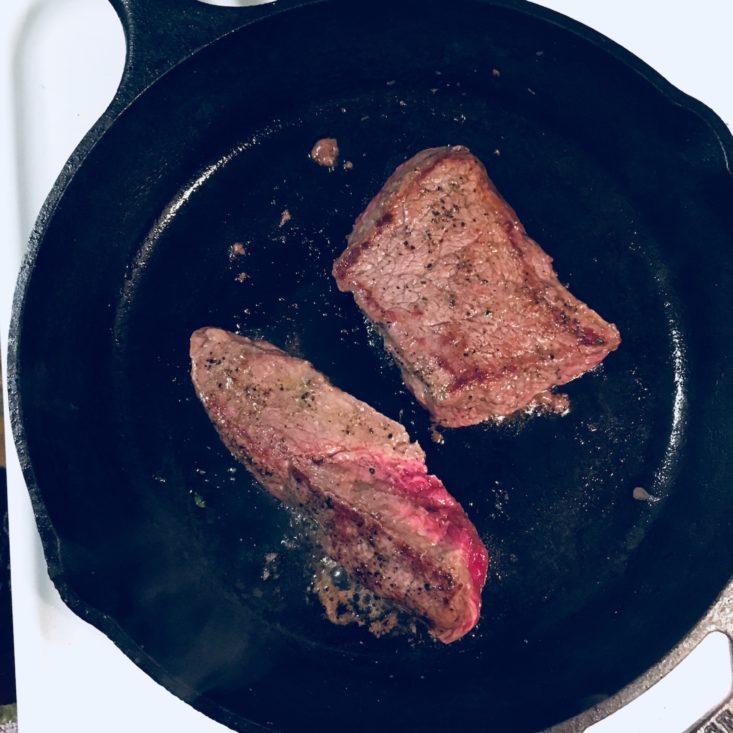 Blue Apron Subscription Box Review November 2018 - Seared Steak In Pan Top