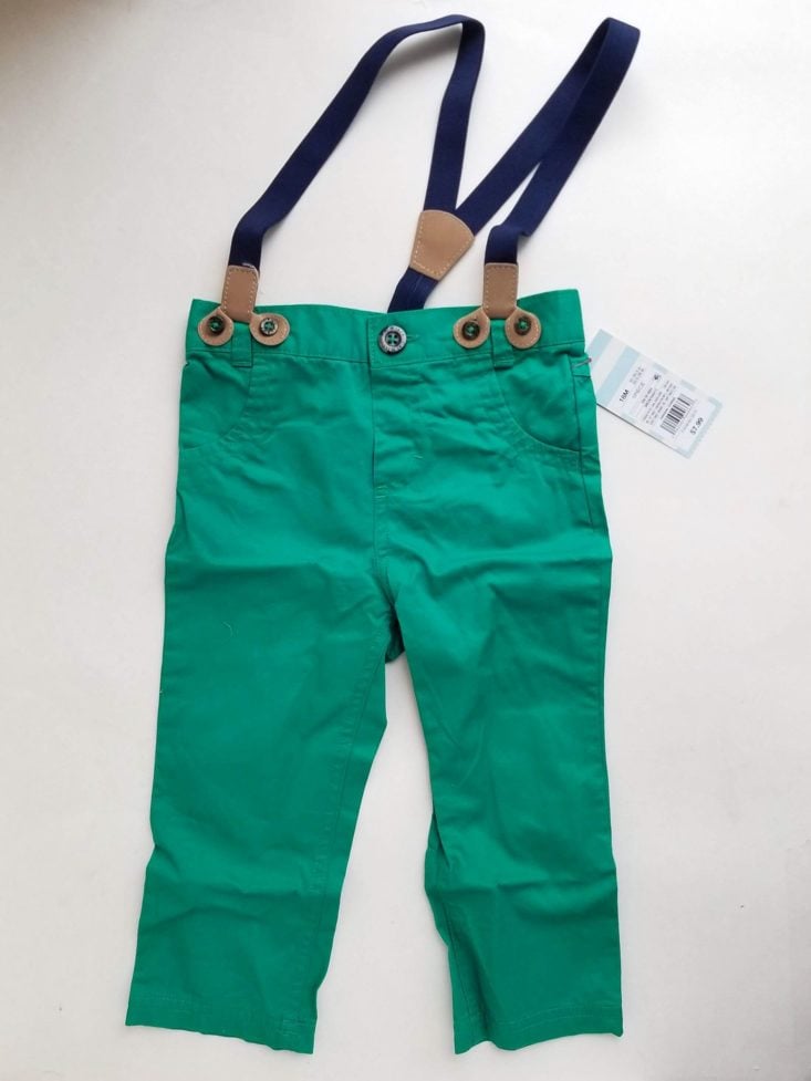Cat & Jack Winter 2018 Review green pants with suspenders