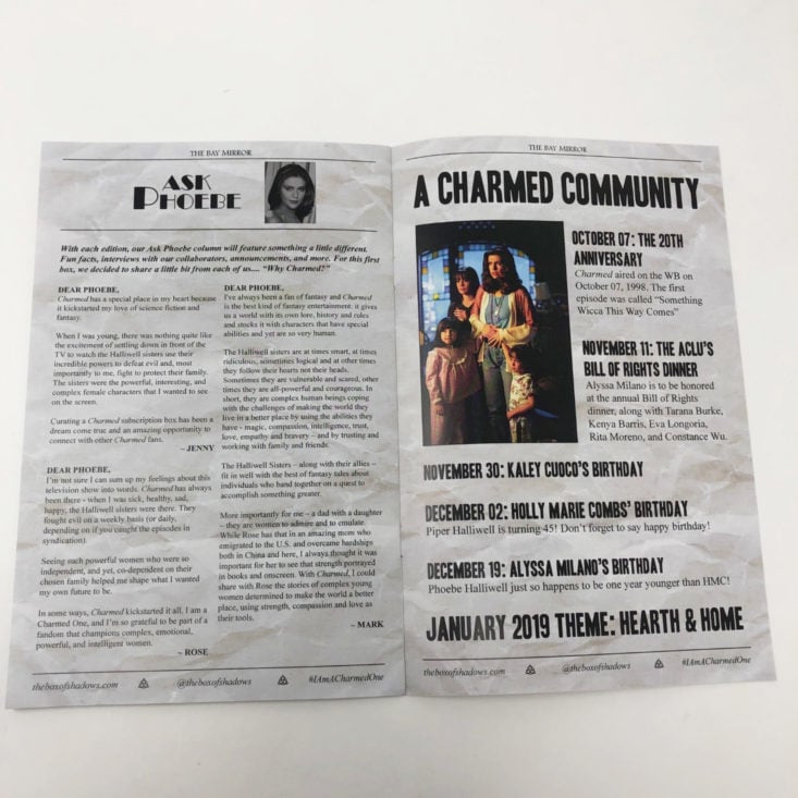 Charmed Box of Shadows October 2018 - The Bay Mirror Newspaper 3