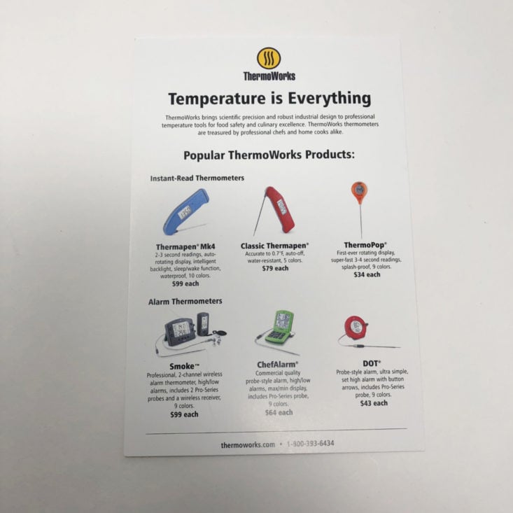 CrateChef OctoberNovember Review 2018 - ThermoWorks ThermoPop Kitchen Thermometer Info Card