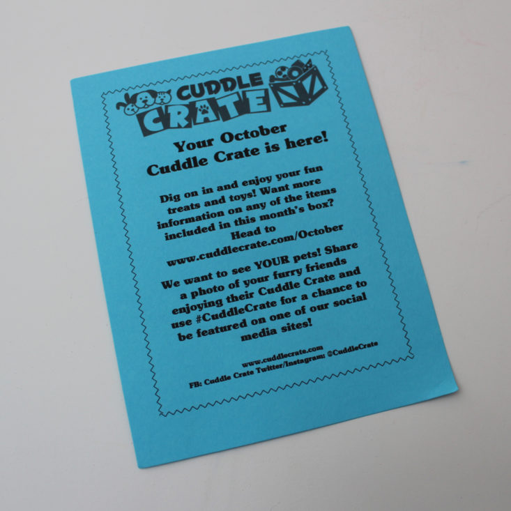 Cuddle Crate October 2018 - Booklet