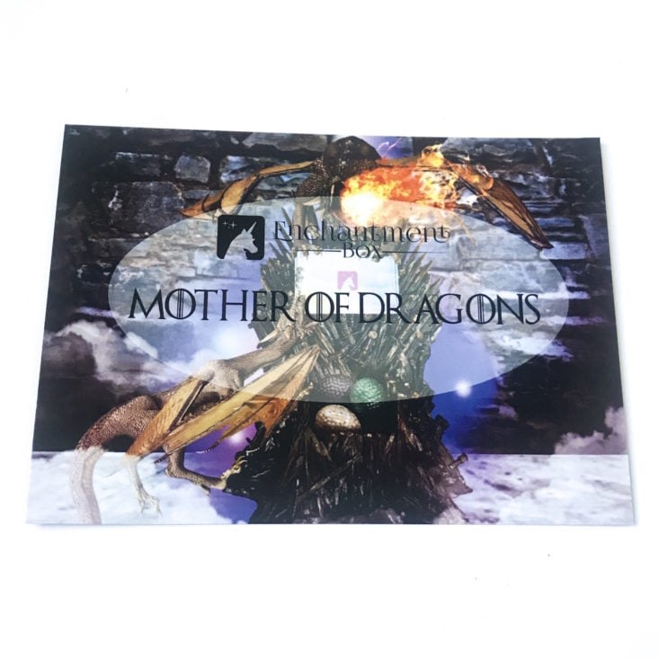 Enchantment Box “Mother of Dragons” December 2018 Review - Information Card Front